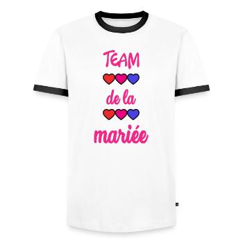 EVJF. MARIEE. TEAM. TEAM MARIEE. FUTURE MARIEE - T-shirt contrasté Homme - blanc/noir - Devant - AI Model Female 172 light (172cm) & AI Model Male 178 dark (178cm)