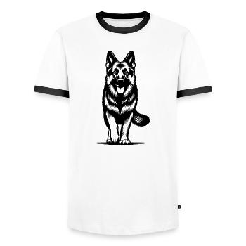 German Shepherd - Men's Ringer Shirt - white/black - Front - AI Model Female 172 light (172cm) & AI Model Male 178 dark (178cm)