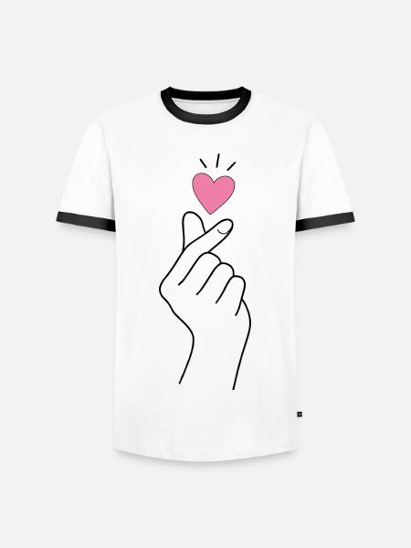 K-Pop Finger Heart - Men's Ringer Shirt - white/black