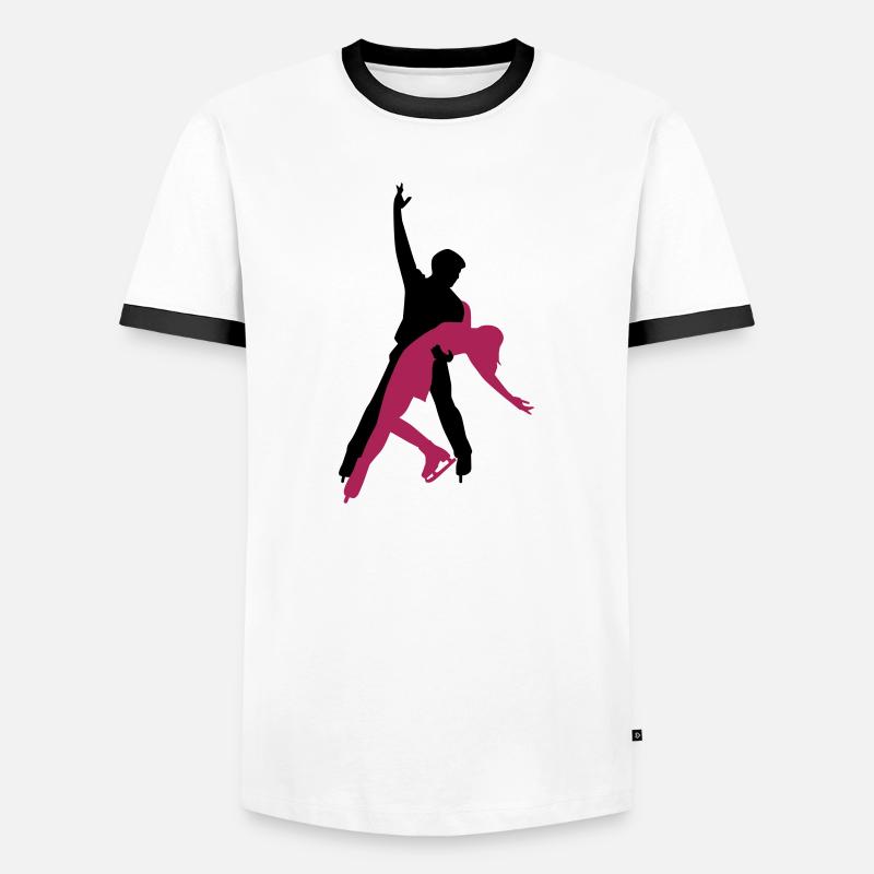 Eiskunstlauf - Männer Kontrast-T-Shirt - Weiß/Schwarz