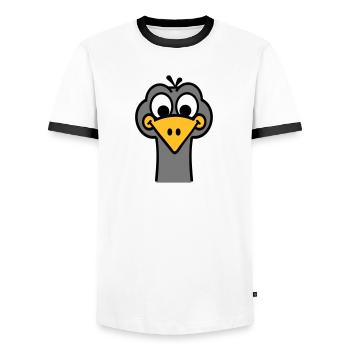 Autruche - T-shirt contrasté Homme - blanc/noir - Devant - AI Model Female 172 light (172cm) & AI Model Male 178 dark (178cm)