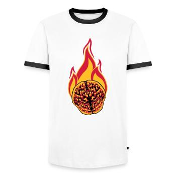 smart brain smart on fire think ko - Men's Ringer Shirt - white/black - Front - AI Model Female 172 light (172cm) & AI Model Male 178 dark (178cm)