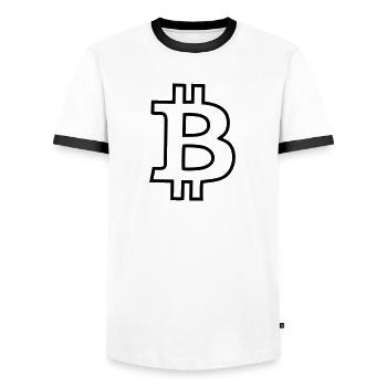 Bitcoin - Männer Kontrast-T-Shirt - Weiß/Schwarz - Vorne - AI Model Female 172 light (172cm) & AI Model Male 178 dark (178cm)