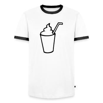 dessert milkshake milkshake ice cream - Men's Ringer Shirt - white/black - Front - AI Model Female 172 light (172cm) & AI Model Male 178 dark (178cm)