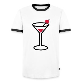 Martini cocktail glass - Men's Ringer Shirt - white/black - Front - AI Model Female 172 light (172cm) & AI Model Male 178 dark (178cm)