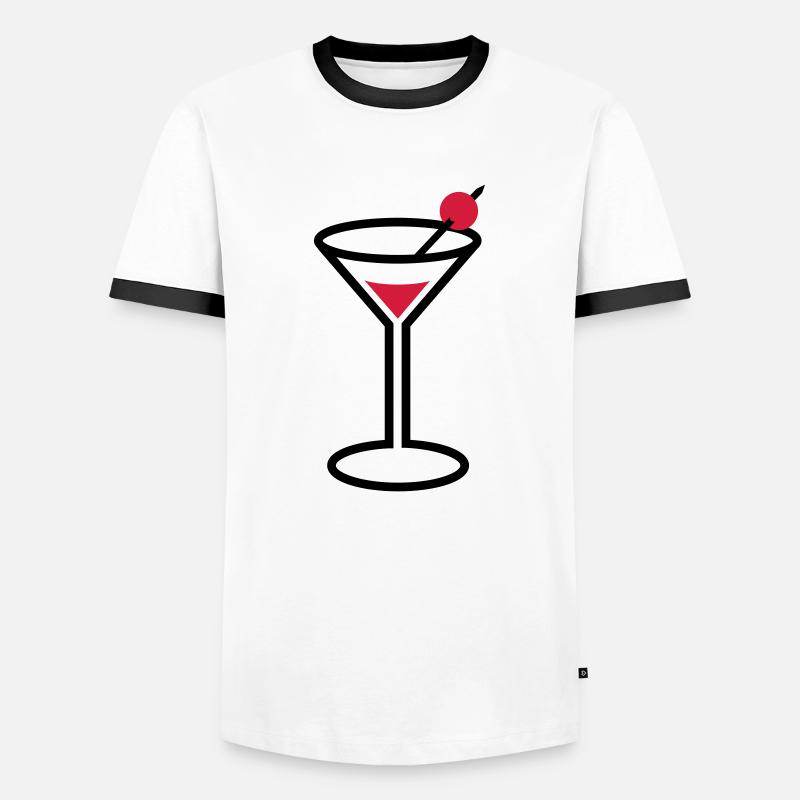 Martini Cocktail Glas - Männer Kontrast-T-Shirt - Weiß/Schwarz