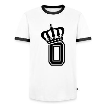 Letter O - Men's Ringer Shirt - white/black - Front - AI Model Female 172 light (172cm) & AI Model Male 178 dark (178cm)