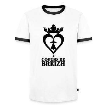 coeurs de breizh logo bretagne breton bzh marque 1 - T-shirt contrasté Homme - blanc/noir - Devant - AI Model Female 172 light (172cm) & AI Model Male 178 dark (178cm)