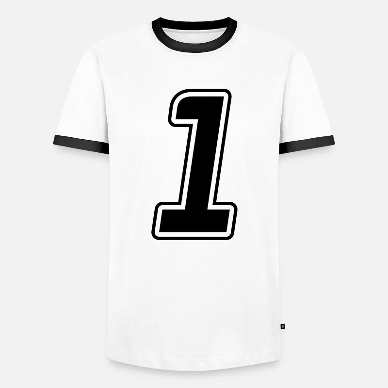 Startnummer 1 - Männer Kontrast-T-Shirt - Weiß/Schwarz