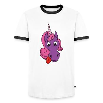 Einhorn - Männer Kontrast-T-Shirt - Weiß/Schwarz - Vorne - AI Model Female 172 light (172cm) & AI Model Male 178 dark (178cm)