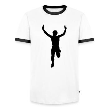Runner - Men's Ringer Shirt - white/black - Front - AI Model Female 172 light (172cm) & AI Model Male 178 dark (178cm)