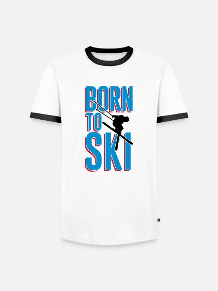 Né à ski - T-shirt contrasté Homme - blanc/noir
