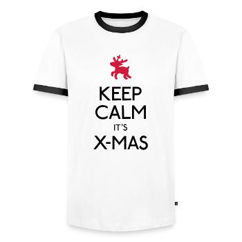 Keep Calm X-mas - T-shirt contrasté Homme - blanc/noir - Devant - AI Model Female 172 light (172cm) & AI Model Male 178 dark (178cm)