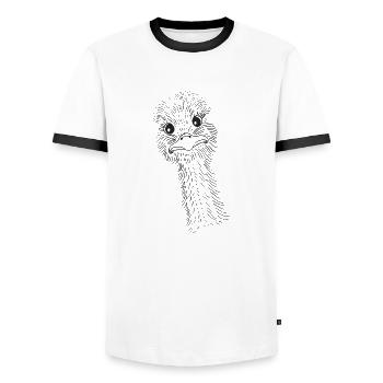 Autruche mignonne drôle animaux de zoo tête - T-shirt contrasté Homme - blanc/noir - Devant - AI Model Female 172 light (172cm) & AI Model Male 178 dark (178cm)