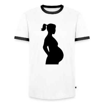 schwanger silhouette - Männer Kontrast-T-Shirt - Weiß/Schwarz - Vorne - AI Model Female 172 light (172cm) & AI Model Male 178 dark (178cm)