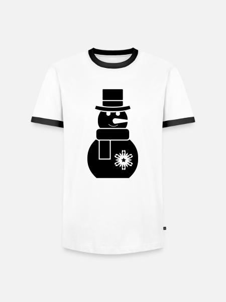 schneemann - Männer Kontrast-T-Shirt - Weiß/Schwarz