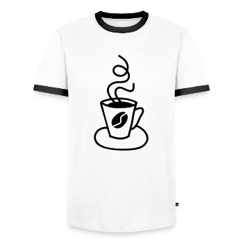 Coffee Cup - Men's Ringer Shirt - white/black - Front - AI Model Female 172 light (172cm) & AI Model Male 178 dark (178cm)