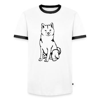 Shiba - Men's Ringer Shirt - white/black - Front - AI Model Female 172 light (172cm) & AI Model Male 178 dark (178cm)