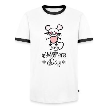 Fête des Mères - T-shirt contrasté Homme - blanc/noir - Devant - AI Model Female 172 light (172cm) & AI Model Male 178 dark (178cm)