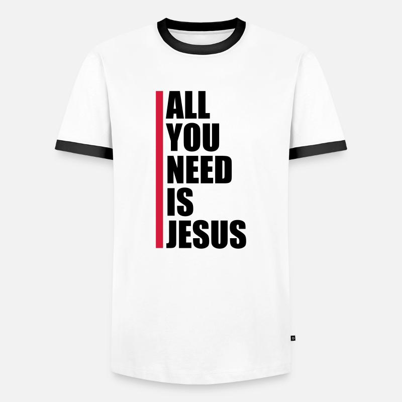 Strip Need Jesus - Men's Ringer Shirt - white/black