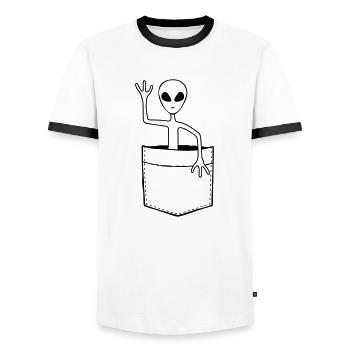Sac Alien vagues friendly - T-shirt contrasté Homme - blanc/noir - Devant - AI Model Female 172 light (172cm) & AI Model Male 178 dark (178cm)