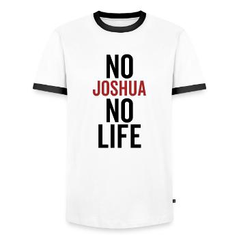 No Joshua No Life - Men's Ringer Shirt - white/black - Front - AI Model Female 172 light (172cm) & AI Model Male 178 dark (178cm)