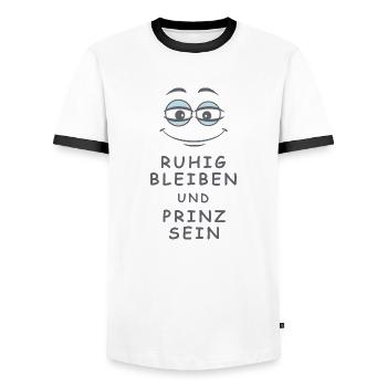Prinz sein - Männer Kontrast-T-Shirt - Weiß/Schwarz - Vorne - AI Model Female 172 light (172cm) & AI Model Male 178 dark (178cm)