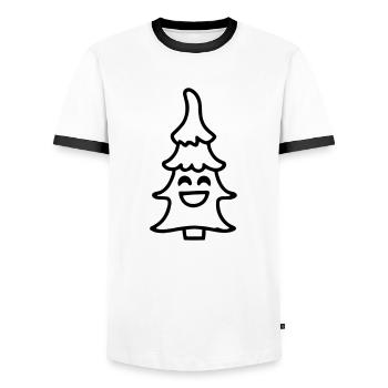 Christmas tree smile Christmas tree Christmas - Men's Ringer Shirt - white/black - Front - AI Model Female 172 light (172cm) & AI Model Male 178 dark (178cm)