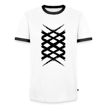 Diamonds Art Cross Pattern | Vectorgraphic - Men's Ringer Shirt - white/black - Front - AI Model Female 172 light (172cm) & AI Model Male 178 dark (178cm)
