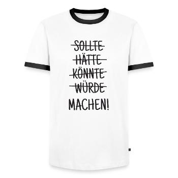 Einfach machen! - Männer Kontrast-T-Shirt - Weiß/Schwarz - Vorne - AI Model Female 172 light (172cm) & AI Model Male 178 dark (178cm)
