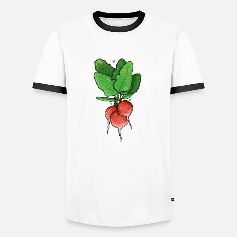 Radieschen Illustration - Männer Kontrast-T-Shirt - Weiß/Schwarz