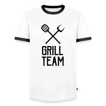 Grill Team - Men's Ringer Shirt - white/black - Front - AI Model Female 172 light (172cm) & AI Model Male 178 dark (178cm)