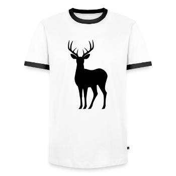 Deer - Men's Ringer Shirt - white/black - Front - AI Model Female 172 light (172cm) & AI Model Male 178 dark (178cm)