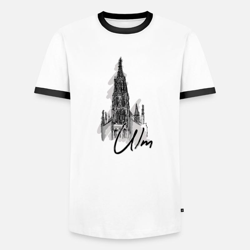 Ulm - Männer Kontrast-T-Shirt - Weiß/Schwarz
