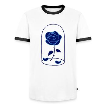 Logo de roses bleues - T-shirt contrasté Homme - blanc/noir - Devant - AI Model Female 172 light (172cm) & AI Model Male 178 dark (178cm)