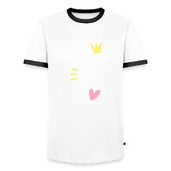 Letter P Initial Letter Crown - Men's Ringer Shirt - white/black - Front - AI Model Female 172 light (172cm) & AI Model Male 178 dark (178cm)
