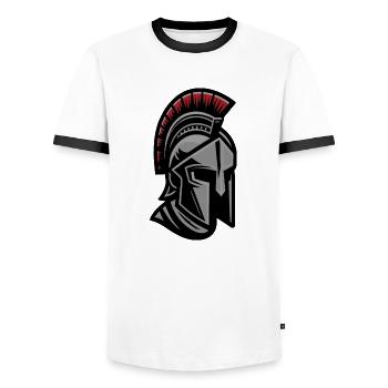 Casque Leonidas Spartan Warrior - T-shirt contrasté Homme - blanc/noir - Devant - AI Model Female 172 light (172cm) & AI Model Male 178 dark (178cm)