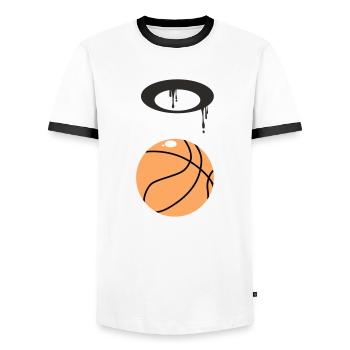 Basket-ball - T-shirt contrasté Homme - blanc/noir - Devant - AI Model Female 172 light (172cm) & AI Model Male 178 dark (178cm)