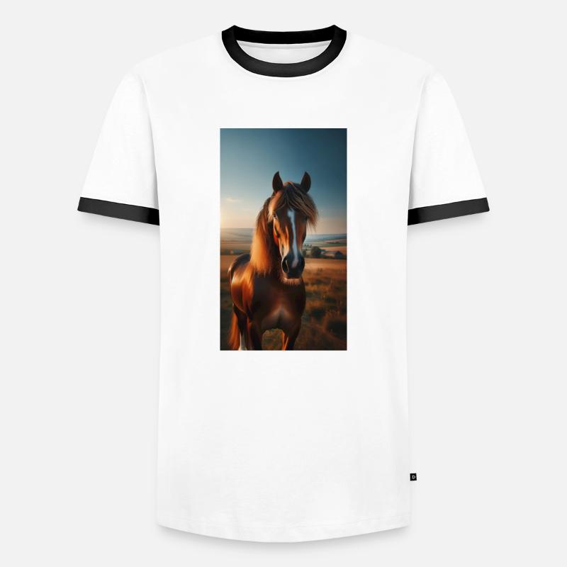 Pferd - Männer Kontrast-T-Shirt - Weiß/Schwarz