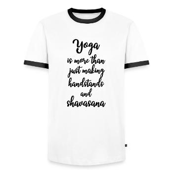 Yoga Méditation Spa Namaste - T-shirt contrasté Homme - blanc/noir - Devant - AI Model Female 172 light (172cm) & AI Model Male 178 dark (178cm)