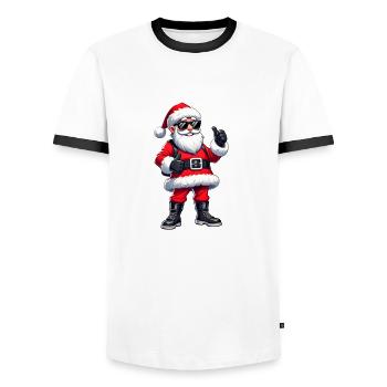 Cool Santa with sunglasses - Men's Ringer Shirt - white/black - Front - AI Model Female 172 light (172cm) & AI Model Male 178 dark (178cm)