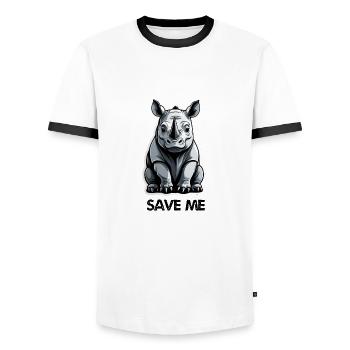 Enregistrer les rihnos - T-shirt contrasté Homme - blanc/noir - Devant - AI Model Female 172 light (172cm) & AI Model Male 178 dark (178cm)