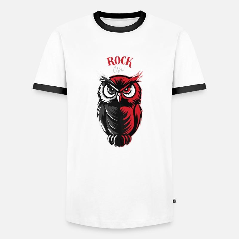 Eule - Rock on ! - Männer Kontrast-T-Shirt - Weiß/Schwarz