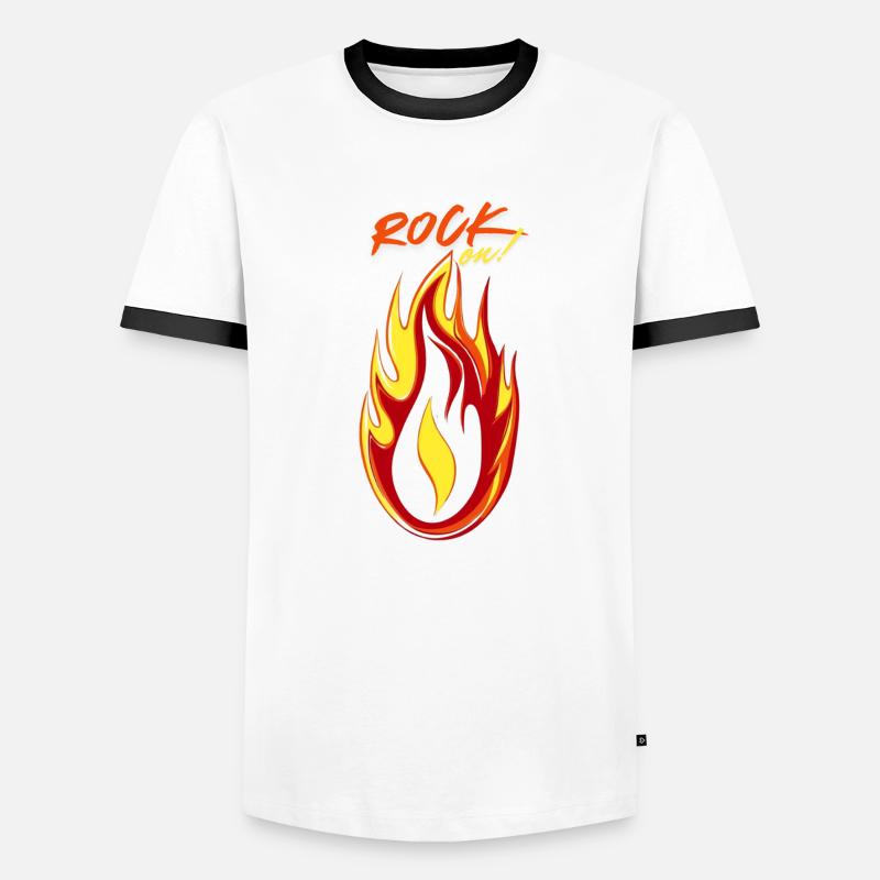 Rock on Fire & Flame - Men's Ringer Shirt - white/black