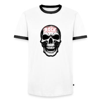 Rock Music Skull - Men's Ringer Shirt - white/black - Front - AI Model Female 172 light (172cm) & AI Model Male 178 dark (178cm)