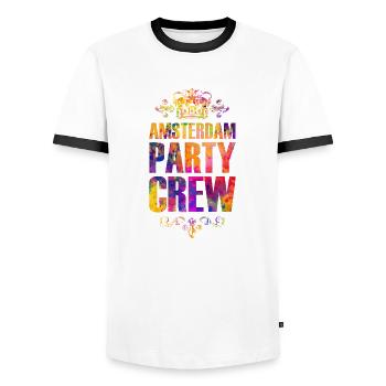 Amsterdam Party Crew Vacances colorées - T-shirt contrasté Homme - blanc/noir - Devant - AI Model Female 172 light (172cm) & AI Model Male 178 dark (178cm)