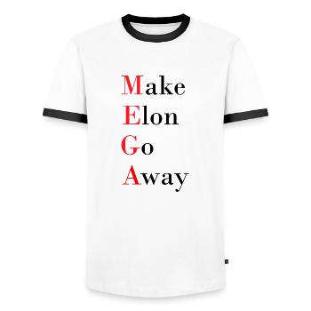 MEGA - Männer Kontrast-T-Shirt - Weiß/Schwarz - Vorne - AI Model Female 172 light (172cm) & AI Model Male 178 dark (178cm)