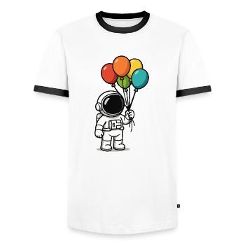 astronaut ballons - Männer Kontrast-T-Shirt - Weiß/Schwarz - Vorne - AI Model Female 172 light (172cm) & AI Model Male 178 dark (178cm)