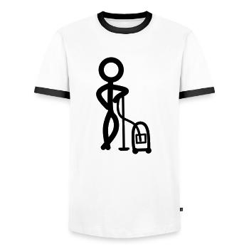 Stickman Clean - T-shirt contrasté Homme - blanc/noir - Devant - AI Model Female 172 light (172cm) & AI Model Male 178 dark (178cm)