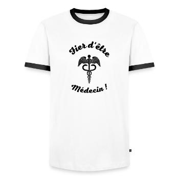 Fier d être médecin ! - T-shirt contrasté Homme - blanc/noir - Devant - AI Model Female 172 light (172cm) & AI Model Male 178 dark (178cm)